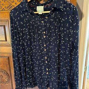 Maeve Navy Blouse with White Star Print